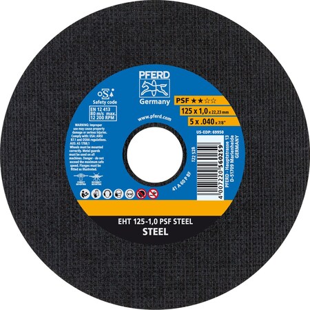 Pferd 5" x .040" Cut-Off Wheel, 7/8" A.H. PSF STEEL - Type 1 69950